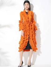Truly Plissé Ruffle Long Coat